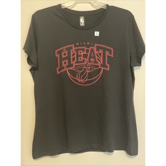 NBA Other - NBA Miami Heat Shirt XL Black Red Logo Cotton Tee Basketball New